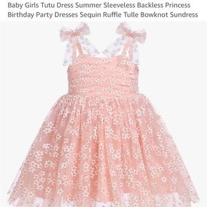 Pink Floral Tulle Bowknot Dress